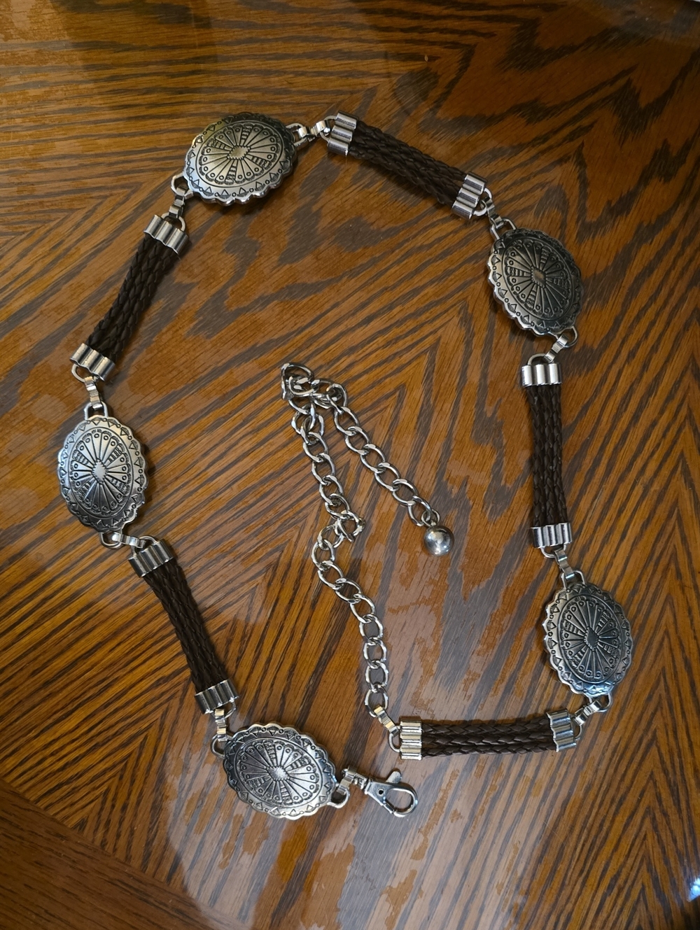 Metal And Braided Faux Leather Belt